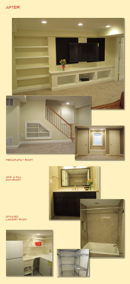 Modern interior staircase with built-in storage and elegant bathroom vanity.