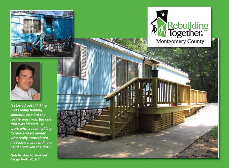 Newly constructed wheelchair-accessible ramp at a residential home by Rebuilding Together Montgomery County.