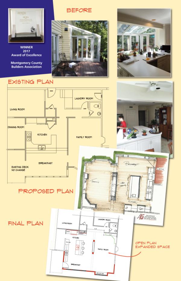 Architectural drawings and photos of a residential building project.