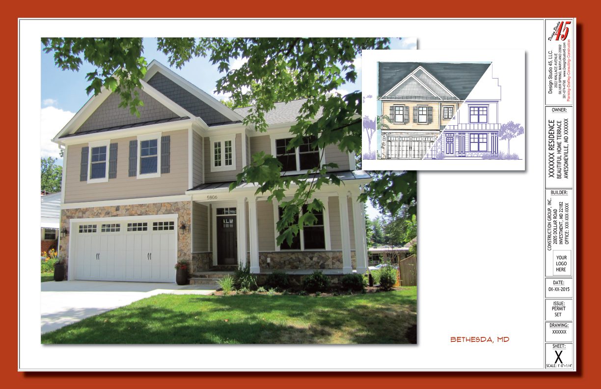 Modern suburban house with a welcoming front porch and garage.