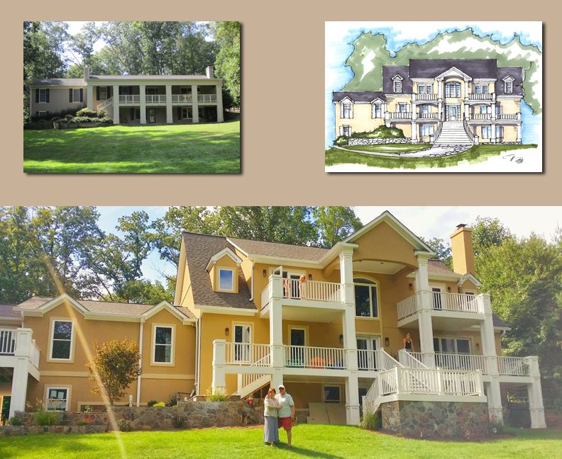 Collage of elegant yellow homes with spacious balconies and lush green lawns.